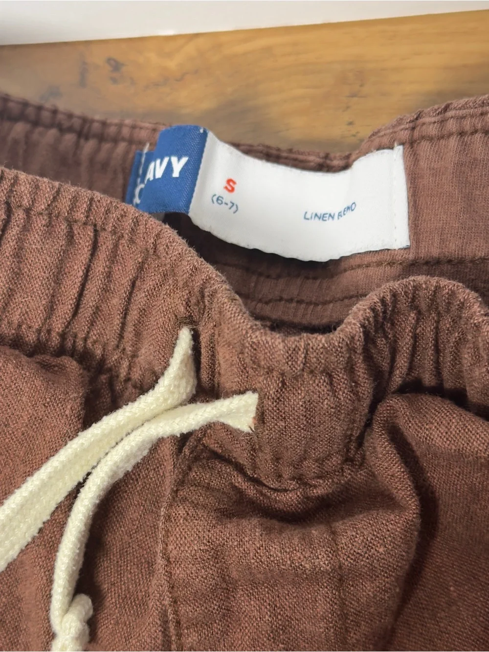 Old Navy Kids Brown Linen-Blend Shorts with Drawstring Size S 6-7